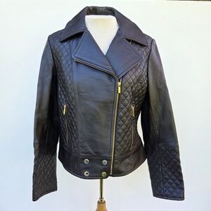 Wilsons Leather Quilted Genuine Leather Moto Jacket Brown Size-M